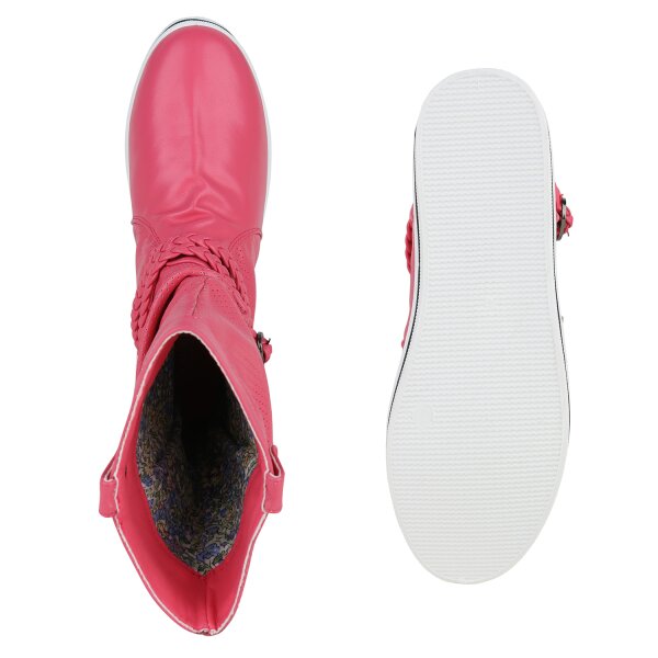 Stiefelparadies Damen Schlupfstiefel in Pink Lagerräumung