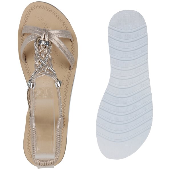 Stiefelparadies Damen Riemchensandaletten in Gold Online Outlet