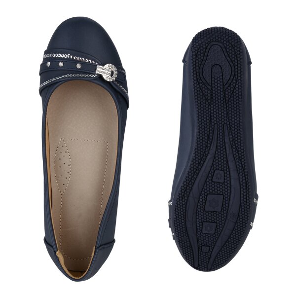 Stiefelparadies Damen Sportliche Ballerinas in Dunkelblau Neuheiten