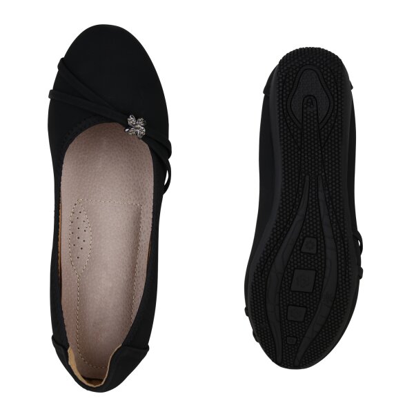 Stiefelparadies Damen Sportliche Ballerinas in Schwarz Saisonale Angebote