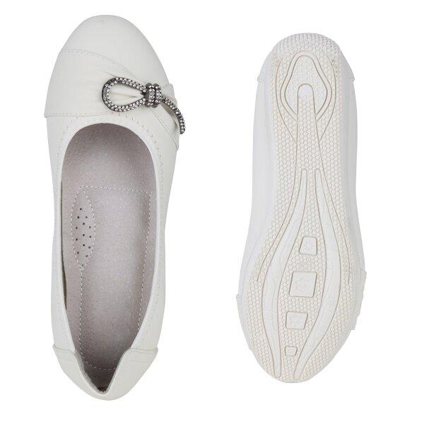 Stiefelparadies Damen Sportliche Ballerinas in Weiss Kauf eins, bekomm eins gratis