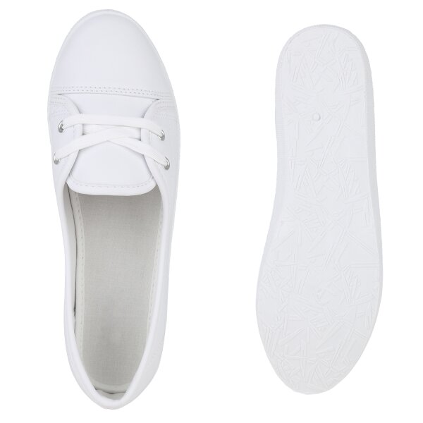 Stiefelparadies Damen Sportliche Ballerinas in Weiss VIP-Rabatte