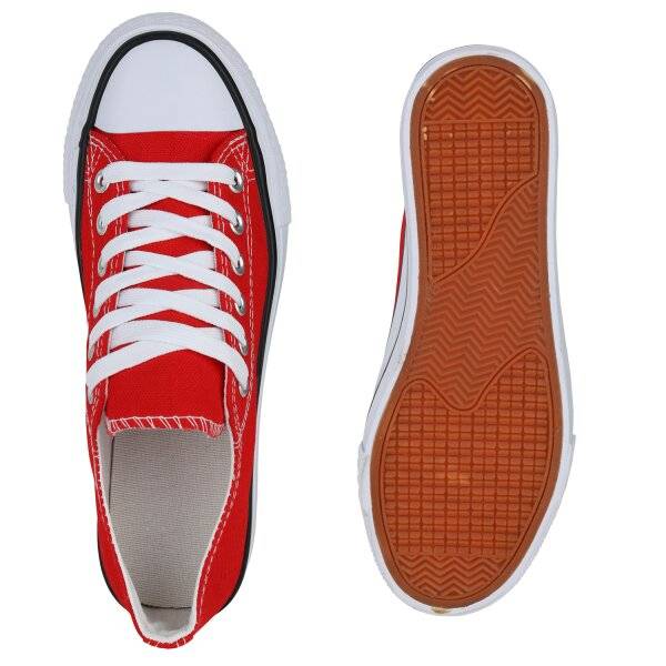 Stiefelparadies Damen Sneaker Low in Rot Tiefpreis