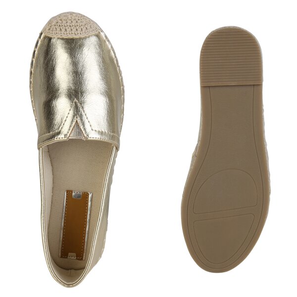Stiefelparadies Damen Espadrilles in Gold Neueste Stile