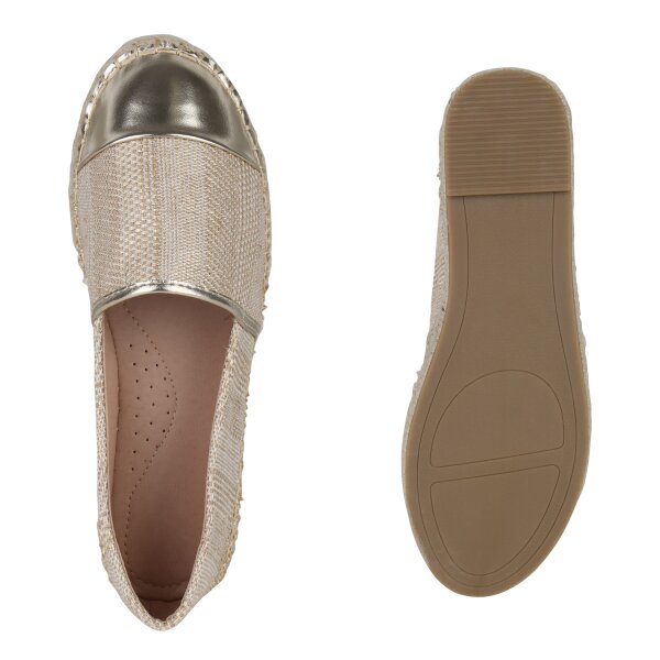 Stiefelparadies Damen Espadrilles in Gold Letzte 2 Tage