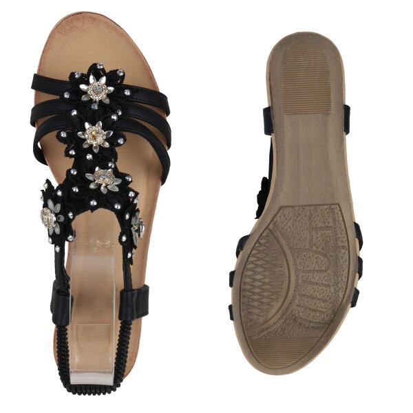 Stiefelparadies Damen Keilsandaletten in Schwarz Discount Store für neue Produkte