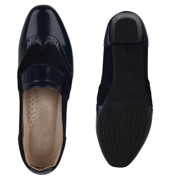 Stiefelparadies Damen Klassische Pumps in Dunkelblau Lack Kostenloser Versand international