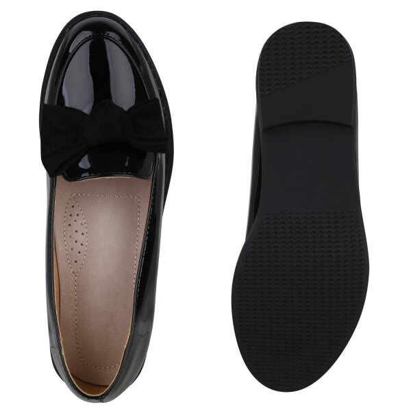 Stiefelparadies Damen Klassische Slippers in Schwarz Lack Im Verkauf