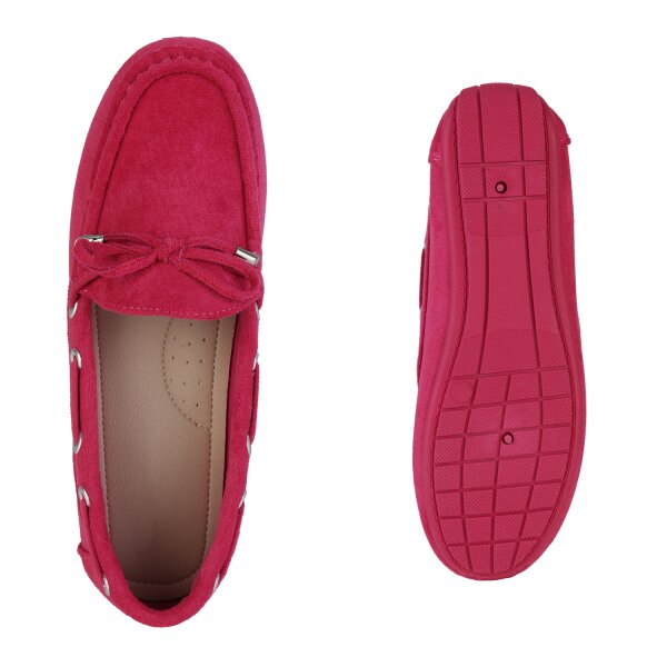 Stiefelparadies Damen Mokassins in Fuchsia Outlet