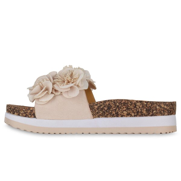 Stiefelparadies Damen Pantoletten in Beige Günstiger Verkauf