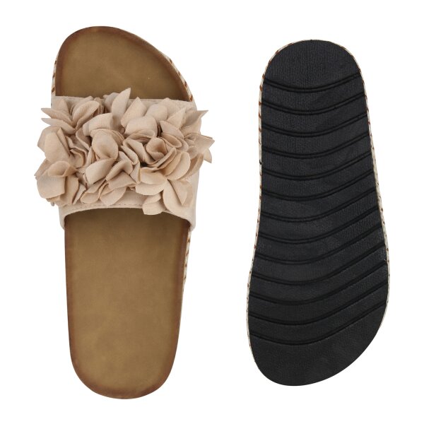 Stiefelparadies Damen Pantoletten in Beige Fabrikverkauf