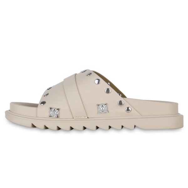 Stiefelparadies Damen Pantoletten in Beige Meist gekauft