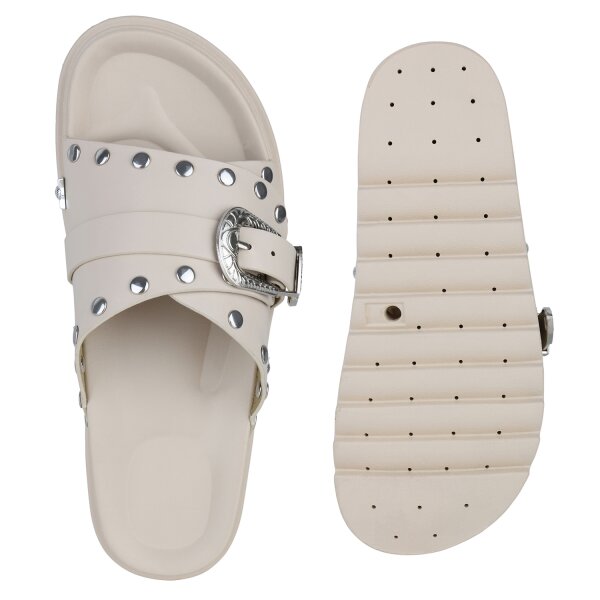 Stiefelparadies Damen Pantoletten in Beige Meist gekauft