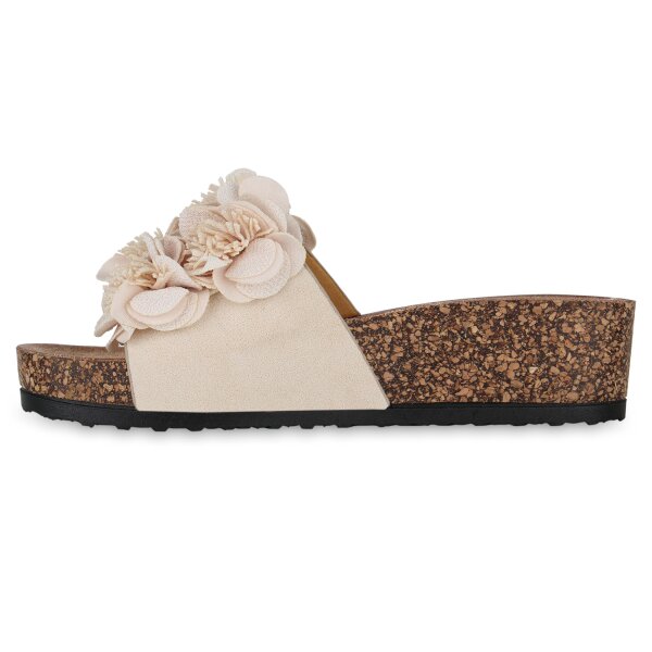 Stiefelparadies Damen Pantoletten in Beige Blitzverkäufe
