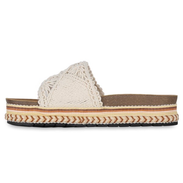 Stiefelparadies Damen Pantoletten in Beige Limitierter Zeitrabatt