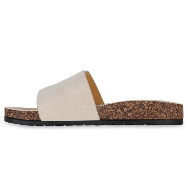 Stiefelparadies Damen Pantoletten in Beige Fabrik Onlineshop