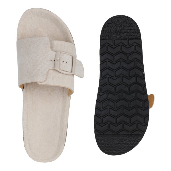 Stiefelparadies Damen Pantoletten in Beige Fabrik Onlineshop
