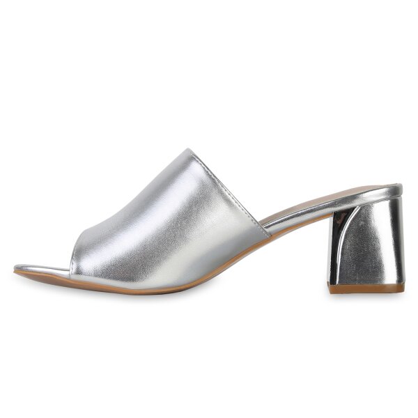 Stiefelparadies Damen Pantoletten in Silber Weihnachtsangebot