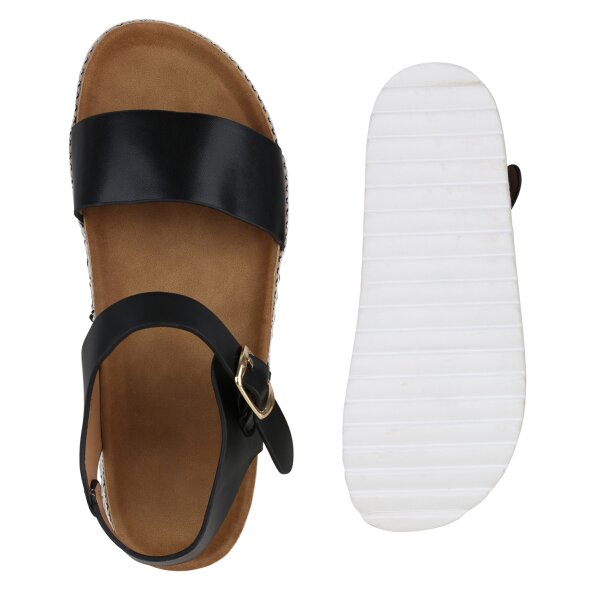Stiefelparadies Damen Plateau Sandaletten in Schwarz Online Outlet