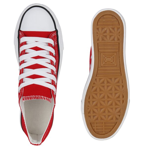 Stiefelparadies Damen Plateau Sneaker in Rot Räumungsverkauf