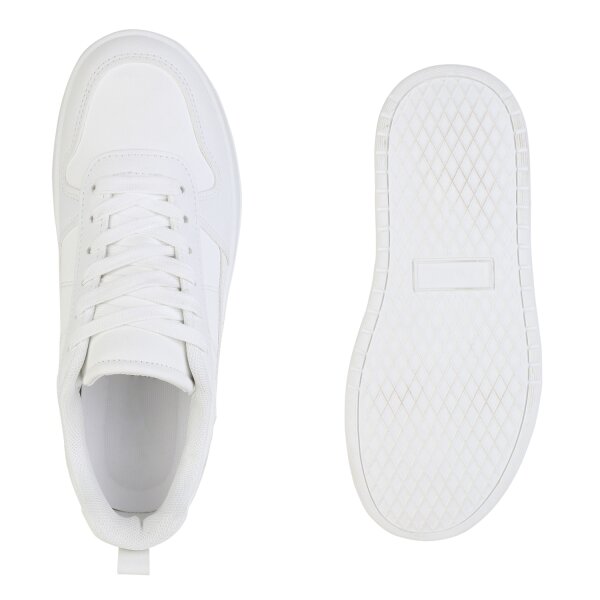 Stiefelparadies Damen Plateau Sneaker in Weiss Wochenangebot