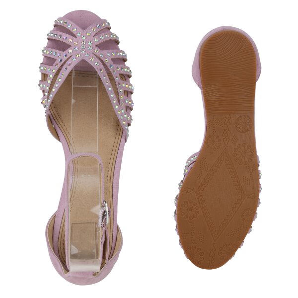 Stiefelparadies Damen Riemchensandalen in Helllila Neueste Stile