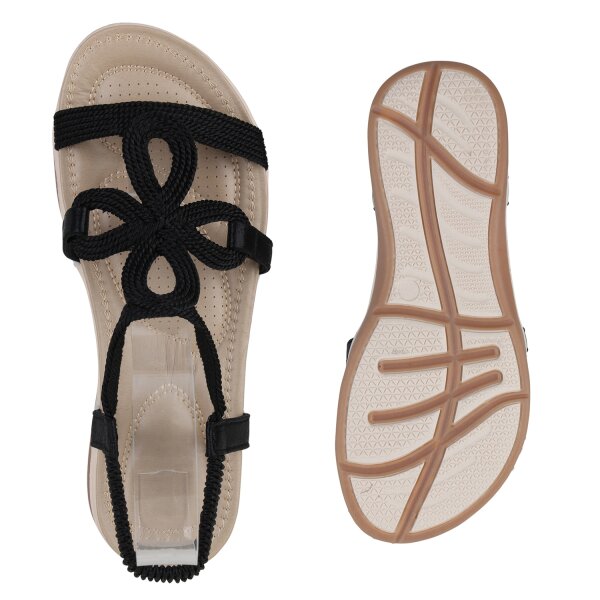 Stiefelparadies Damen Riemchensandalen in Schwarz Bis zu 50% Rabatt