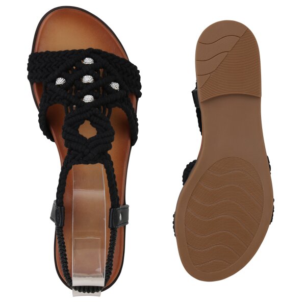 Stiefelparadies Damen Riemchensandalen in Schwarz Bis zu 60% Rabatt