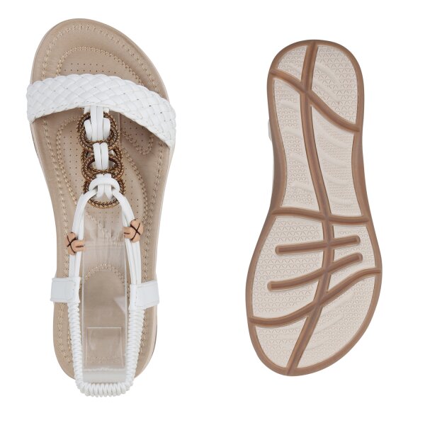 Stiefelparadies Damen Riemchensandalen in Weiss Nur für heute
