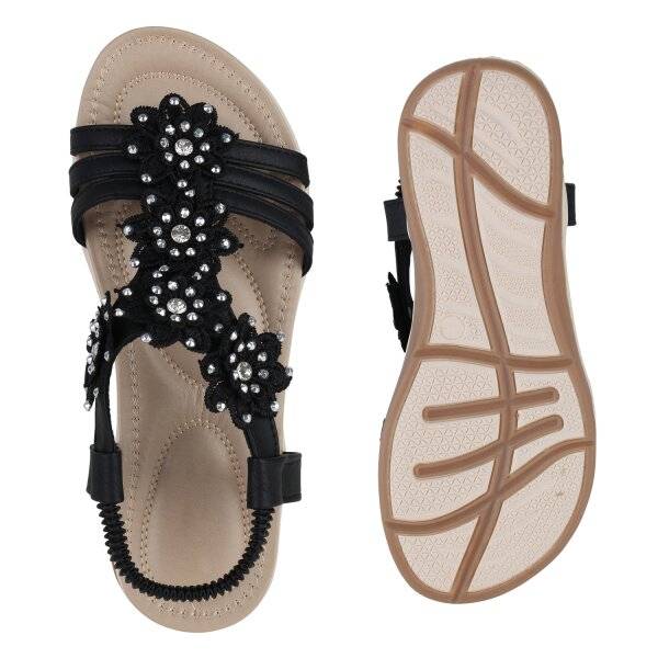 Stiefelparadies Damen Riemchensandalen in Weiss Vierteljährliche Förderung