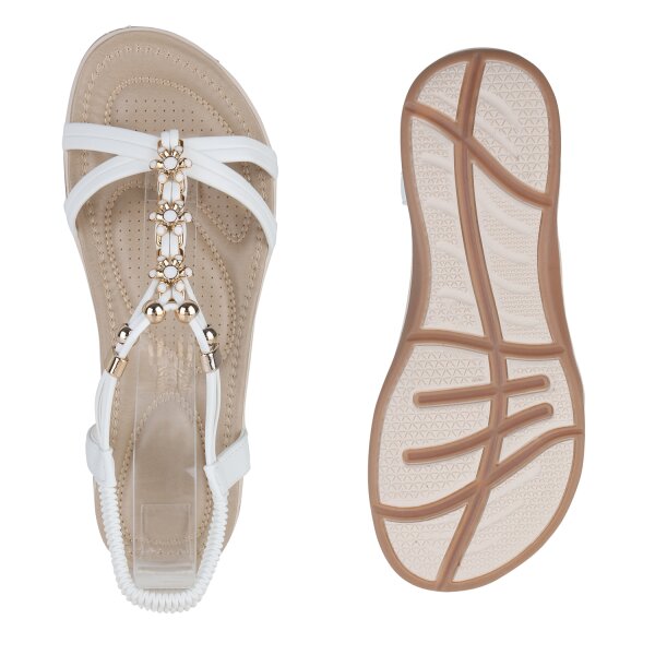 Stiefelparadies Damen Riemchensandalen in Weiss Bis zu 55% Rabatt