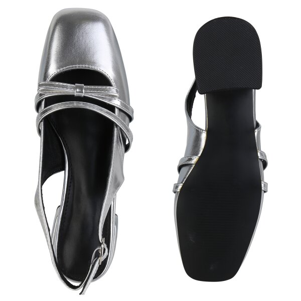 Stiefelparadies Damen Slingpumps in Silber Kostenloser Versand international