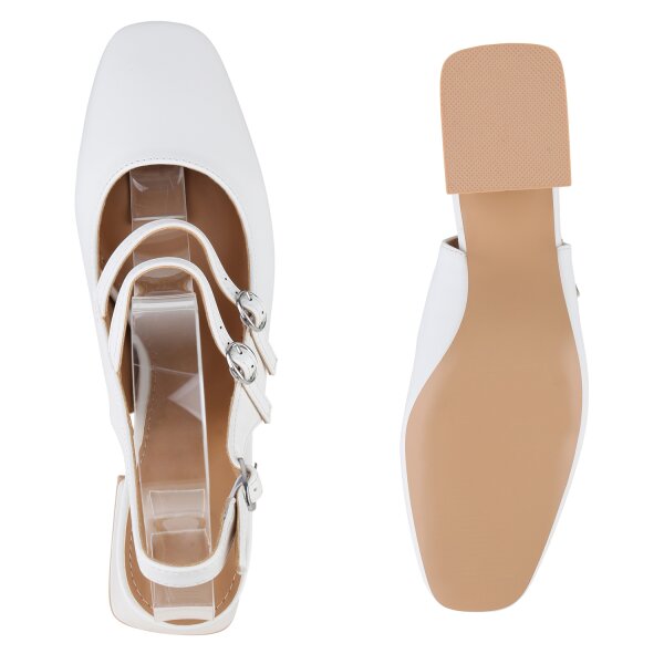 Stiefelparadies Damen Slingpumps in Weiss Fabrikladen