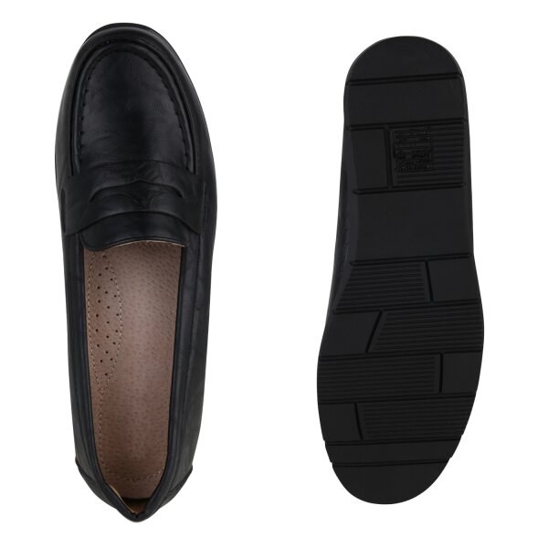 Stiefelparadies Damen Slip Ons in Schwarz Black Friday Preise