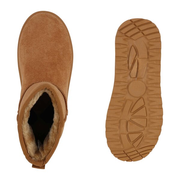 Stiefelparadies Damen Winter Boots in Hellbraun Günstiger Verkauf