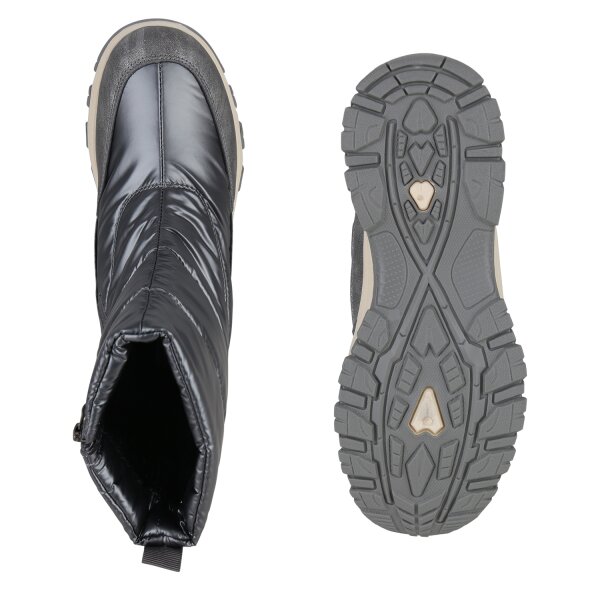Stiefelparadies Damen Winterstiefel in Grau Metallic Kostenloser Versand