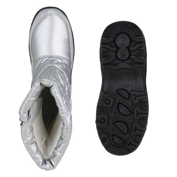 Stiefelparadies Damen Winter Boots in Silber Großer Ausverkauf