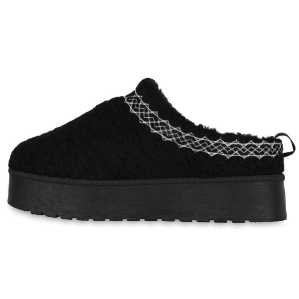 Stiefelparadies Damen Pantoffeln in Schwarz Flash Sale