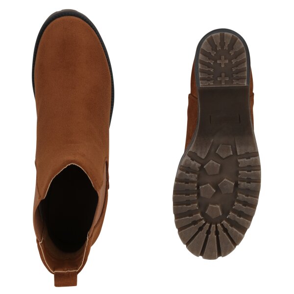 Stiefelparadies Damen Chelsea Boots in Hellbraun Preisnachlass