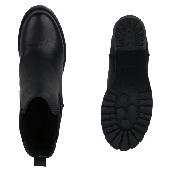 Stiefelparadies Damen Chelsea Boots in Schwarz Saisonschlussverkauf