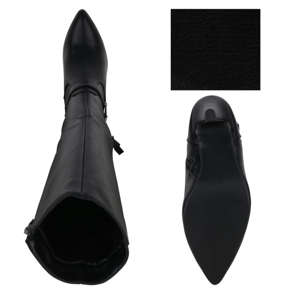 Stiefelparadies Damen Klassische Stiefel in Schwarz Black Friday
