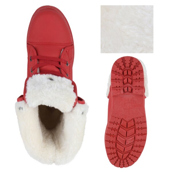 Stiefelparadies Damen Sneaker High in Rot Osterangebot