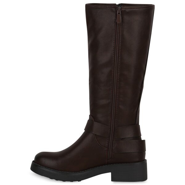 Stiefelparadies Damen Bikerstiefel in Braun Vatertagsangebot