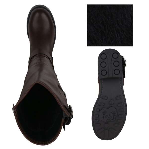 Stiefelparadies Damen Bikerstiefel in Braun Vatertagsangebot