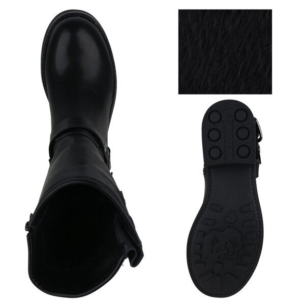 Stiefelparadies Damen Bikerstiefel in Schwarz Jubiläumsangebot
