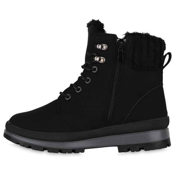 Stiefelparadies Damen Worker Boots in Schwarz Neuheiten