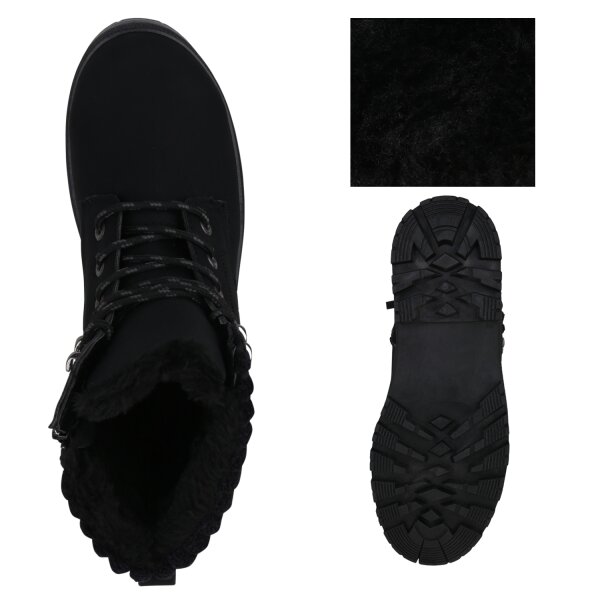 Stiefelparadies Damen Worker Boots in Schwarz Neuheiten