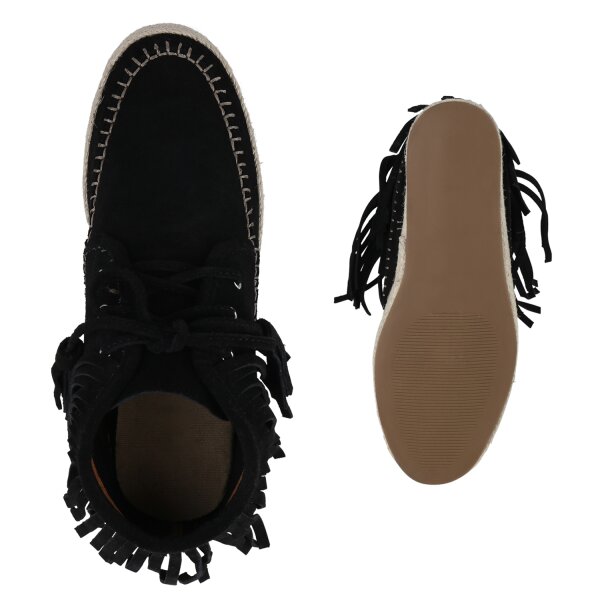 Stiefelparadies Damen Mokassins in Schwarz Super Sparpreis
