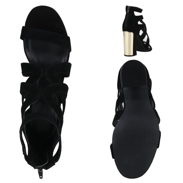 Stiefelparadies Damen Riemchensandaletten in Schwarz Wochenangebot