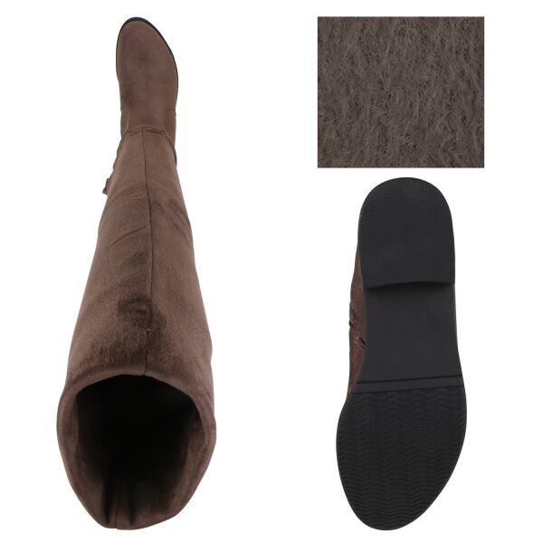 Stiefelparadies Damen Overknees in Khaki Begrenzte Freigabe